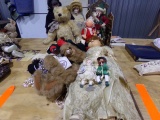 COLLECTION TEDDY BEARS AND ANTIQUE DOLL TO INCLUDE KIMBERLYS ORIGINALS OLD