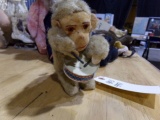 ANTIQUE WIND UP TOY MONKEY PLAYING DRUM MADE IN WESTERN GERMANY