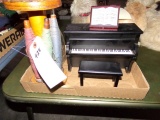 BOX LOT MINIATURE PIANO GLASS MILK BOTTLE AND MORE