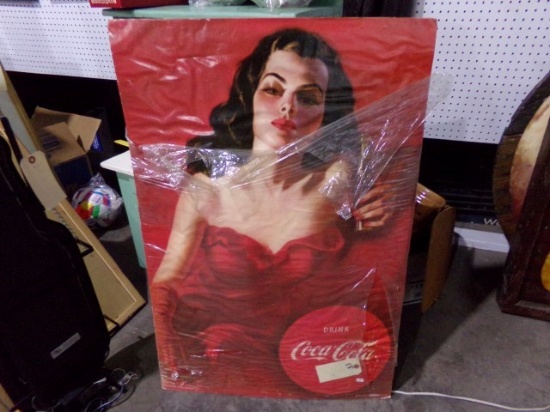 VINTAGE COCA COLA POSTER REPRINTED 1989 STILL HAS PLASTIC WRAP APPROX 39" X