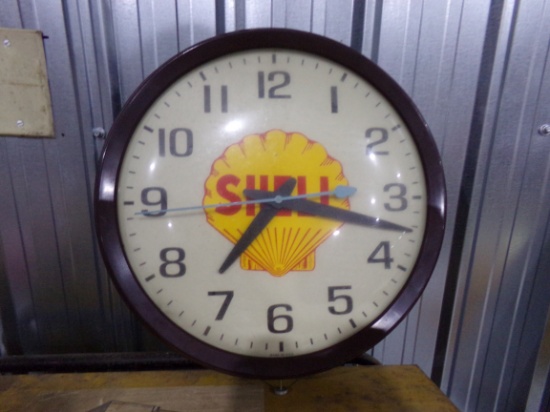 SHELL ELECTRIC CLOCK APPROX 13" ACROSS