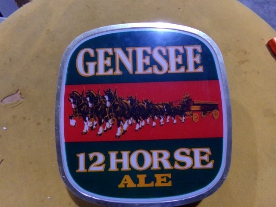 LIGHTED SIGN GENESEE 12 HORSE ALE APPROX 15 X 14