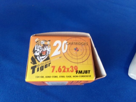 47 BOXES 940 RDS GOLDEN TIGER 7.62X39 FMJBT 124 GR LEADCORE STEEL CASE NON