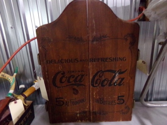 COCA COLA DISPLAY BOX WOODEN APPROX 23 INCH TALL X 17 INCH ACROSS
