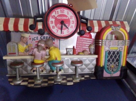 ICE COLD COCA COLA CLOCK DISPLAY APPROX 21 INCH LONG X 12 INCH PLASTIC