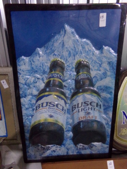 LIGHTED BUSCH BEER ADVERTISING APPROX 32" X 20"