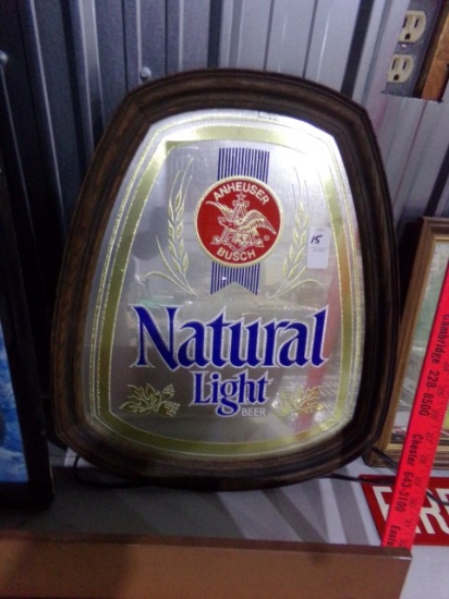 ANHEUSER BUSCH NATURAL LIGHT MIRROR SIGN APPROX 20" X 17"