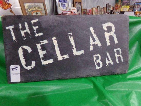 PAINTED SLATE SIGN THE CELLAR BAR APPROX 16" X 8"