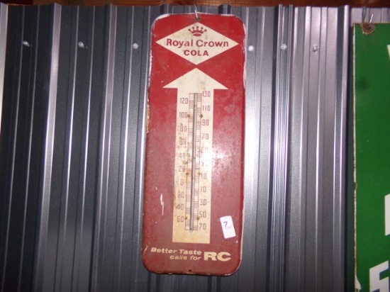 VINTAGE ROYAL CROWN THERMOMETER APPROX 25" X 9"