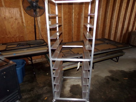 ALUM SHEET TRACK RACK ON CASTERS 10 TIER