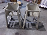 2 RUBBERMAID HIGH CHAIRS ON CASTERS