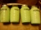 SET OF FOUR JADEITE SHAKERS SUGAR SALT PEPPER FLOUR