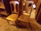 PAIR ANTIQUE BIRDS EYE OAK SIDE CHAIRS WITH BASKET WEAVE SEATS