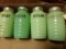 SET OF FOUR JADEITE SHAKERS SALT FLOUR SUGAR PEPPER