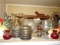 LARGE LOT INCLUDING CANDLE HOLDERS FINGER LAMPS CAKE DISHES SPOON HOLDER BU