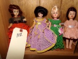 COLLECTION OF TEN DOLLS MOSTLY HAND MADE CLOTHES SOME SILICONE SOME PLASTIC