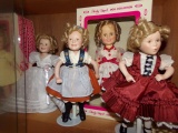 COLLECTION OF FIVE SHIRLEY TEMPLE DOLLS BY IDEAL FIVE ON STANDS AND TWO NEW