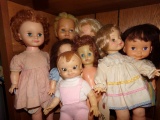 COLLECTION OF EIGHT DOLLS VARIOUS SIZES AND STYLES