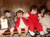 COLLECTION FIVE DOLLS VARIOUS SIZES AND STYLES