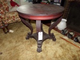 MAHOGANY CLAW FOOT TABLE WITH ROUND TOP