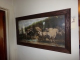 FRAMED HORSE PRINT UNDER GLASS APPROXIMATELY 40 X 23