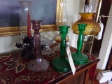 LOT OF CANDLE HOLDERS OIL LAMP ETC