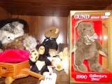 THREE SHELVES FULL OF TEDDY BEARS RAIKES GUND BAYLESS COTTAGE COLLECTIBLES