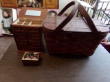 JEWELRY BOX WITH SMALL MUSIC BOX AND PICNIC BASKET