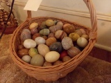 BASKET FULL OF JADE AND STONE EGGS
