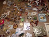 LARGE LOT COSTUME JEWELRY WATCHES PINS BUCKLES NECKLACES AND MORE