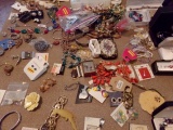 LARGE LOT COSTUME JEWELRY NECKLACES PINS EARRINGS AND MORE