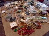 LARGE LOT COSTUME JEWELRY NECKLACES PINS EARRINGS AND MORE