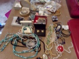 LARGE LOT COSTUME JEWELRY NECKLACES PINS EARRINGS AND MORE
