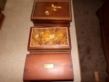 THREE BOXES INCLUDING  ONE CEDAR DRESSER BOX AND TWO JEWELRY BOXES ONE WITH