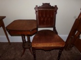 VICTORIAN SIDE CHAIR EASTLAKE STYLE AND CANDLE STAND