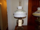 ALADDIN OIL LAMP GLASS BASE WITH HAND PAINTED SHADE