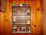 HANGING PRINTERS BOX INCLUDING MINIATURE LANTERNS MINIATURED CARVED BEARS A