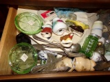 DRAWER FULL OF HAND PAINTED SALT AND PEPPER CLEAR GLASS SALT AND PEPPER FLA