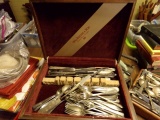 WILLIAM ROGERS AND SON FLATWARE BOX FULL OF SILVERPLATE FLATWARE SOME ENGRA