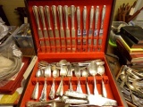 VARNISH PROOF BOX FULL OF SILVERPLATE FLATWARE