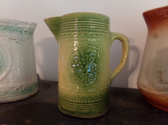 8 INCH PITCHER WITH GRAPE PATTERN GREEN AND LIGHT YELLOW