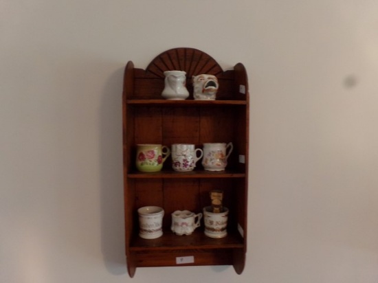 ANTIQUE THREE TIER WALL HUNG SHELF APPROXIMATELY 32 INCH TALL BY 16 INCH