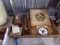 BOX LOT INCLUDING COASTERS THERMOMETERS PIGGY BANK AND MORE