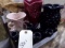 BOX LOT TO INCLUDE CANDLE HOLDERS VASES AND BIG W TREAD TIRE ADVERTISING BO