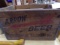 WOODEN ARROW BEER CRATE WITH REMINGTON SHUR SHOT FULL OF CLAY BIRDS