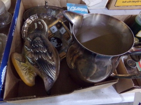 SILVER PLATED PITCHERS PEWTER CIGARETTE HOLDER AND MORE