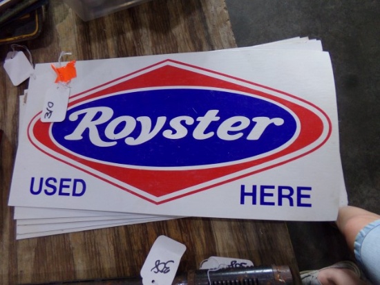 FIVE ROYSTER USED HERE CARDBOARD SIGNS