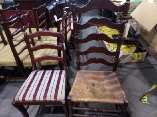 TWO CHAIRS LADDER BACK AND MAHOGANY