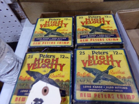 FOUR VINTAGE BOXES PETERS HIGH VELOCITY 12 GAUGE 1 1/4 #6 APPROXIMATELY 70