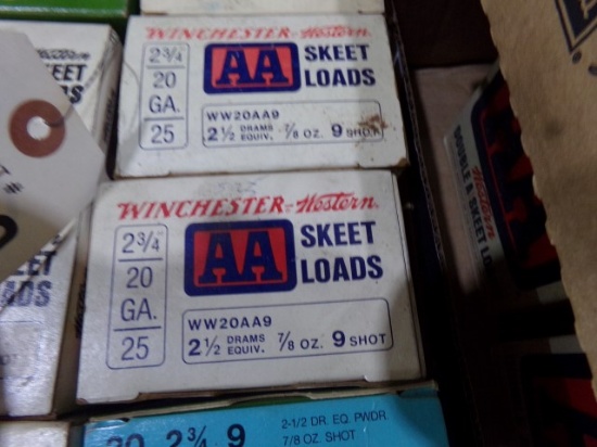 EIGHT BOXES OF 20 GAUGE #9 SKEET LOADS APPROXIMATELY 200 ROUNDS